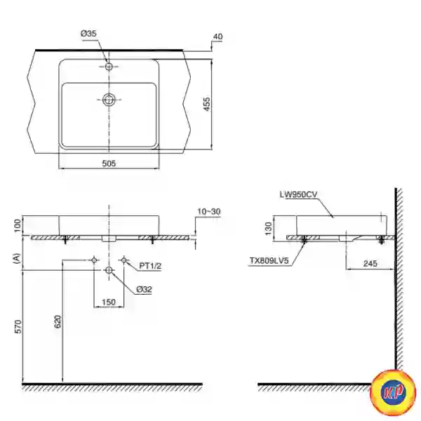 Chậu Lavabo TOTO LT950C#XW Đặt Bàn