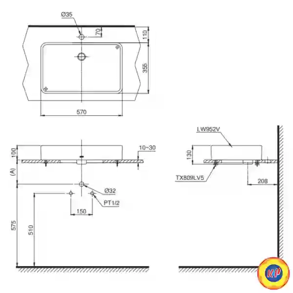 Chậu Rửa Lavabo TOTO LT952#XW Đặt Bàn
