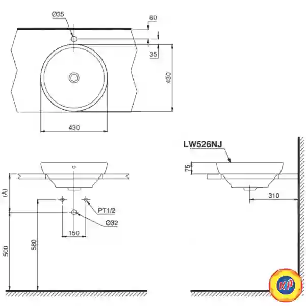 Chậu Lavabo TOTO LW526NJU#W (LW526NJU) Bán Âm