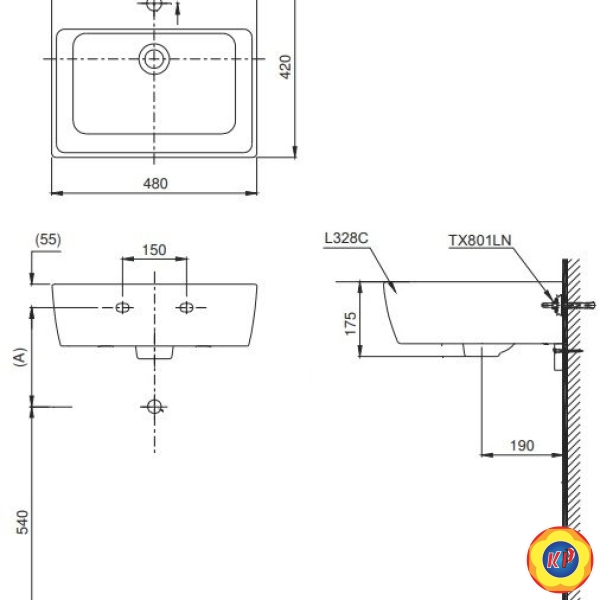 Chậu Rửa Mặt Lavabo TOTO LT328C#XW Treo Tường