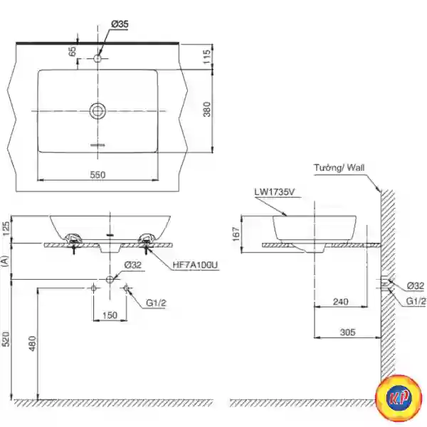 Chậu Lavabo TOTO LT1735#XW Đặt Bàn