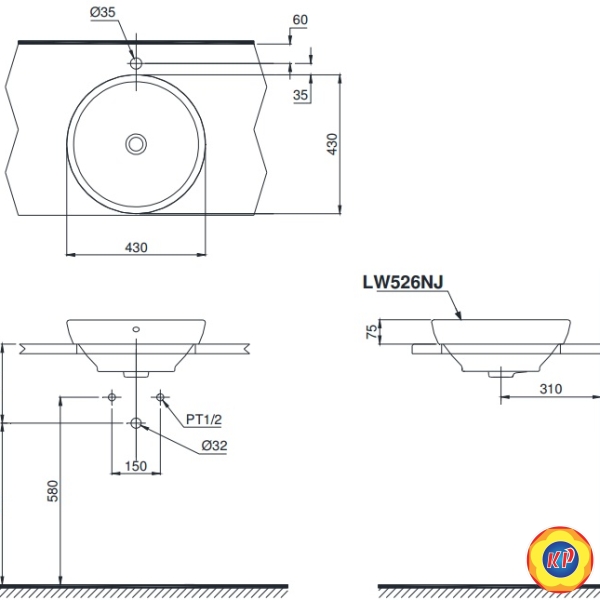 Chậu Lavabo TOTO LW526NJU#W (LW526NJU)