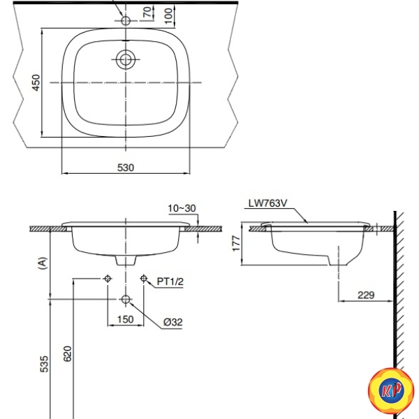 Chậu Rửa Mặt Lavabo TOTO L763#XW Dương Vành