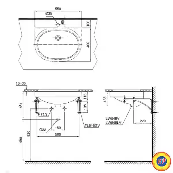 Chậu Lavabo TOTO LT546#XW Âm Bàn Oval
