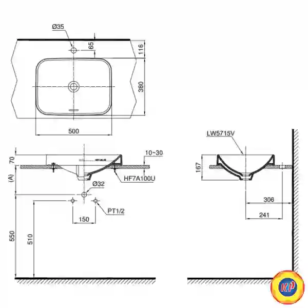 Chậu Rửa Lavabo TOTO LT5715#XW Đặt Bàn