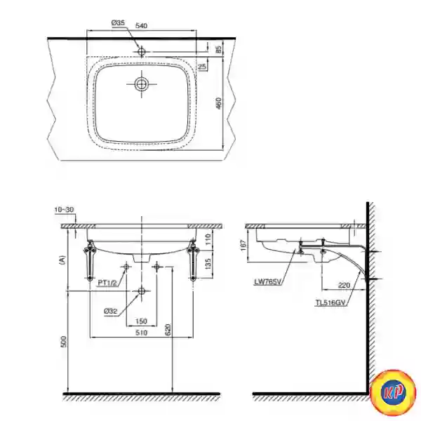 Chậu Lavabo TOTO LT765#XW Âm Bàn