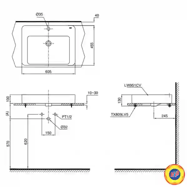 Chậu Rửa Lavabo TOTO LT951C#XW Đặt Bàn