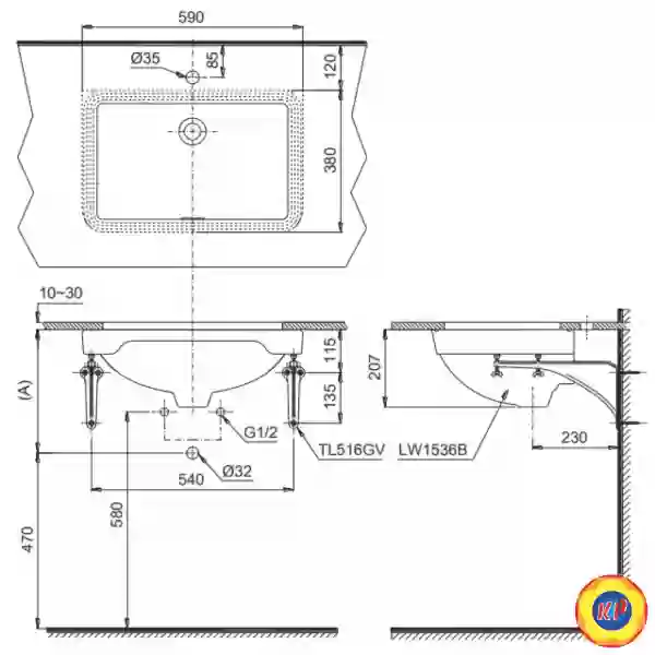 Chậu Lavabo TOTO LW1536V#XW Âm Bàn
