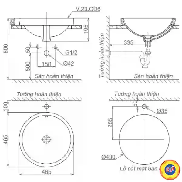 Chậu Rửa Mặt Lavabo Viglacera CD6 Đặt Bàn