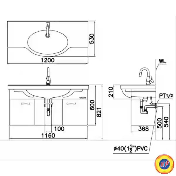 Bộ Tủ Lavabo Caesar Treo Tường LF5324/EH05324AV