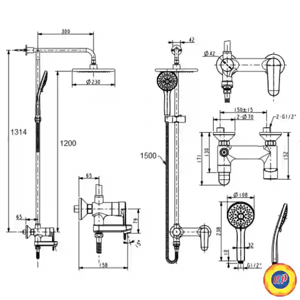 Bộ Vòi Sen Cây American Standard WF-9089E (WF9089E) Simplica