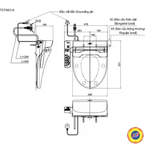 Nắp Rửa Điện Tử Washlet TOTO TCF6631A (W7)
