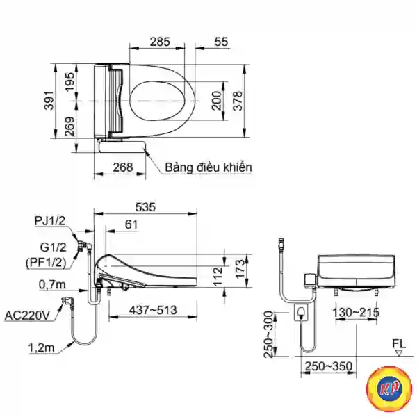 Nắp Bồn Cầu Điện Tử INAX CW-H18VN (CWH18VN) Shower Toilet