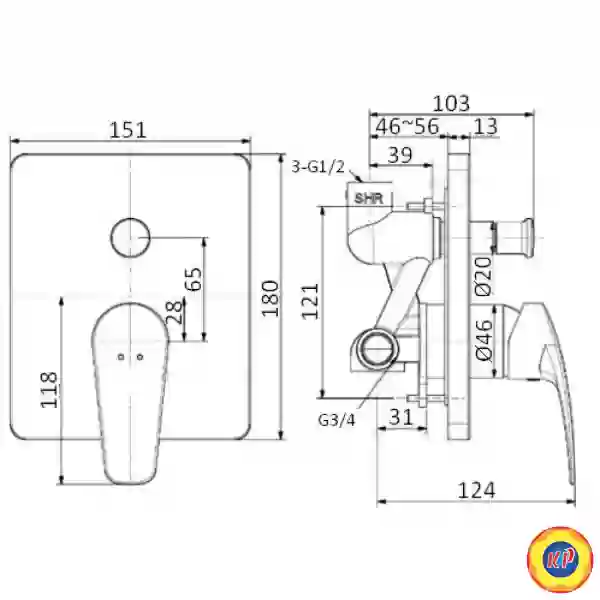 Van Điều Chỉnh American Standard WF-0921 (WF0921) Âm Tường Milano