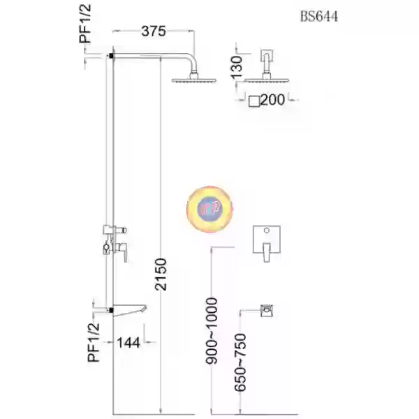 Vòi Sen Âm Tường CAESAR BS644 Nóng Lạnh