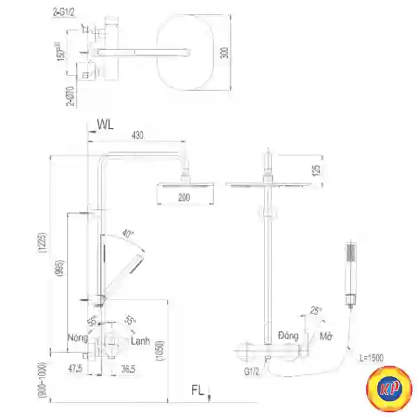 Vòi Sen Cây Tắm Inax BFV-60S (BFV60S) Nóng Lạnh