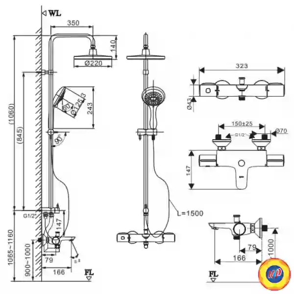 Vòi Sen Tắm Cây Inax BFV-3415T-8C (BFV3415T8C) nhiệt độ