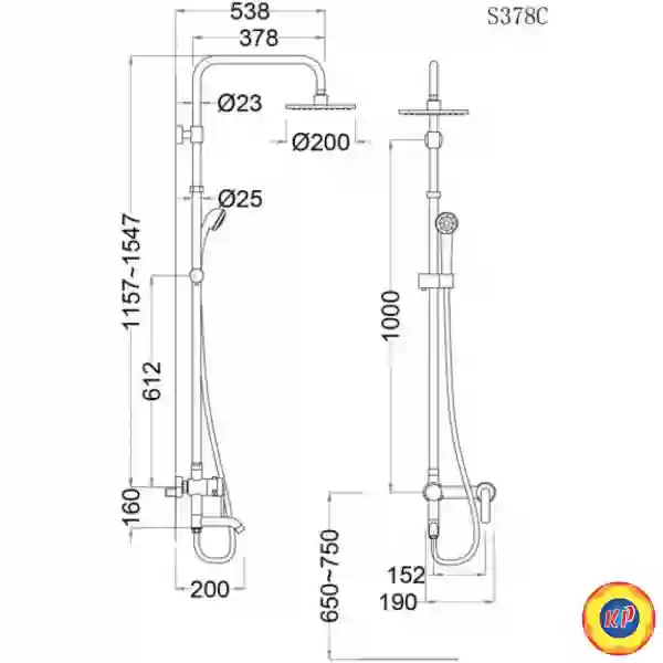 Bộ Vòi Sen Cây Nóng Lạnh CAESAR S378C
