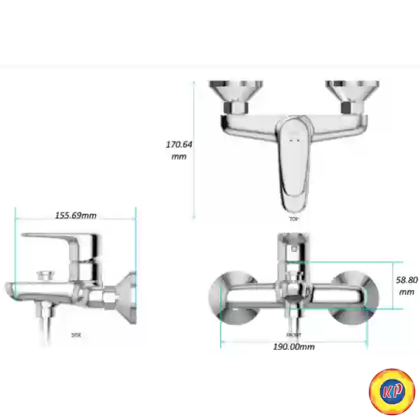 Vòi Sen Tắm Nóng Lạnh Inax BFV-1113S-8C (BFV1113S8C) Tay Sen Tăng Áp