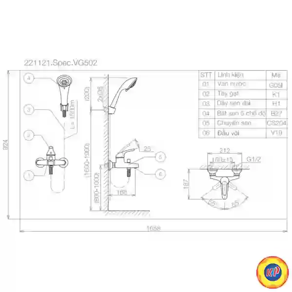 Vòi Sen Tắm Viglacera VG502 Nóng Lạnh
