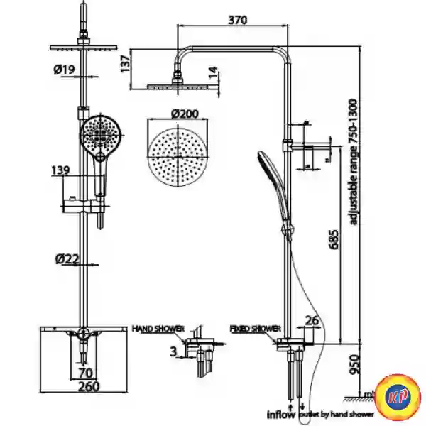 Thân Sen Cây COTTO CT6211 Tắm Đứng