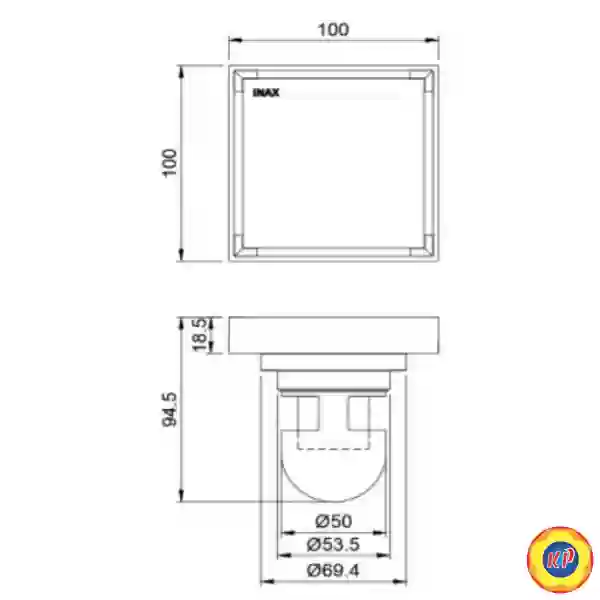 Phễu Thoát Sàn Inax FDV-10F Vuông 100x100 mm (Ø90)