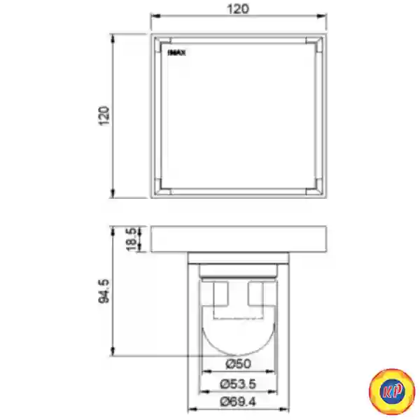 Phễu Thoát Sàn Inax FDV-12F Vuông 120x120 mm (Ø90)