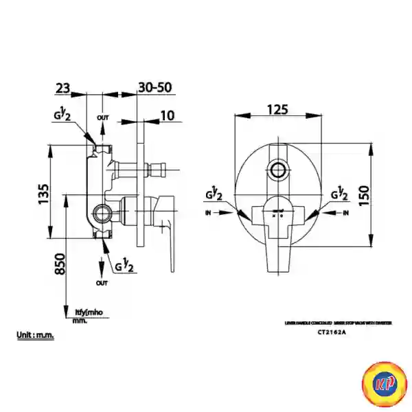 Van Điều Chỉnh Nóng Lạnh Cotto CT2162A Âm Tường
