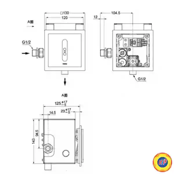 Vòi Xả Cảm Ứng TOTO DUE126UPK Dùng Pin Âm Tường Xả 0.5 Lít
