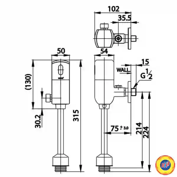 Van Xả Tiểu Nam Cotto CT4803P Cảm Ứng Dùng Pin Có Nút Xả Cơ