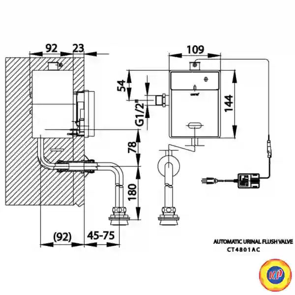 Van Xả Tiểu Nam Cotto CT4801AC Cảm Ứng 220V Âm Tường