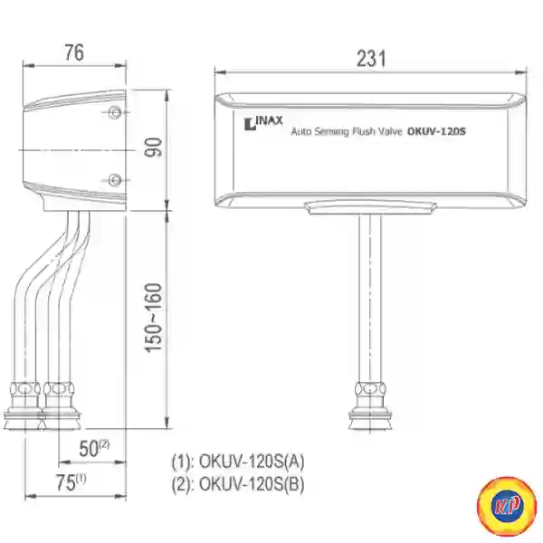 Van Xả Tiểu Cảm Ứng Inax OKUV-120S(A/B) Dùng Pin