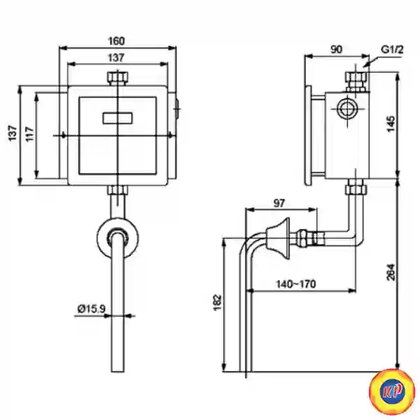 Van Xả Tiểu Cảm Ứng Inax OKUV-32SM Dùng Điện