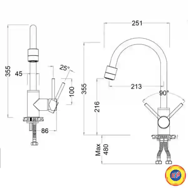 Vòi Bếp Nóng Lạnh CAESAR K325C 3 Chế Độ Xả