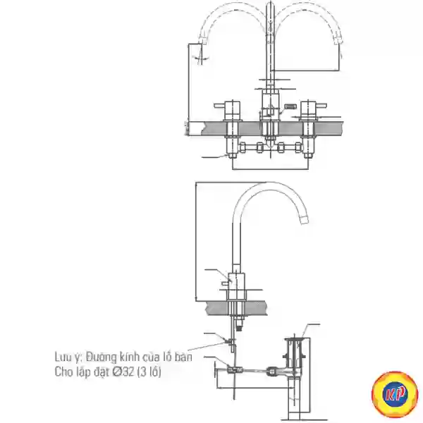 Vòi Chậu Lavabo Inax LFV-7000B (LFV7000B) Van Nóng Lạnh Riêng 3 Lỗ