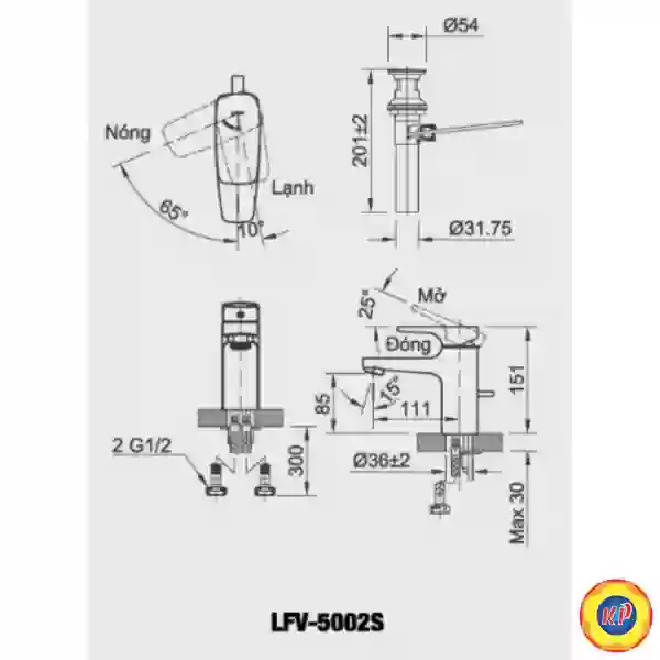 Vòi Lavabo Inax LFV-5002S (LFV5002S) Nóng lạnh Ecohandle