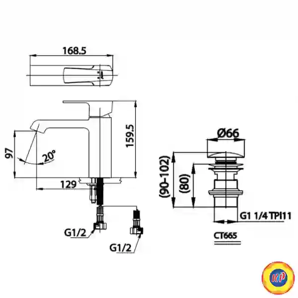 Vòi Lavabo COTTO CT2200A Cubic Nóng Lạnh