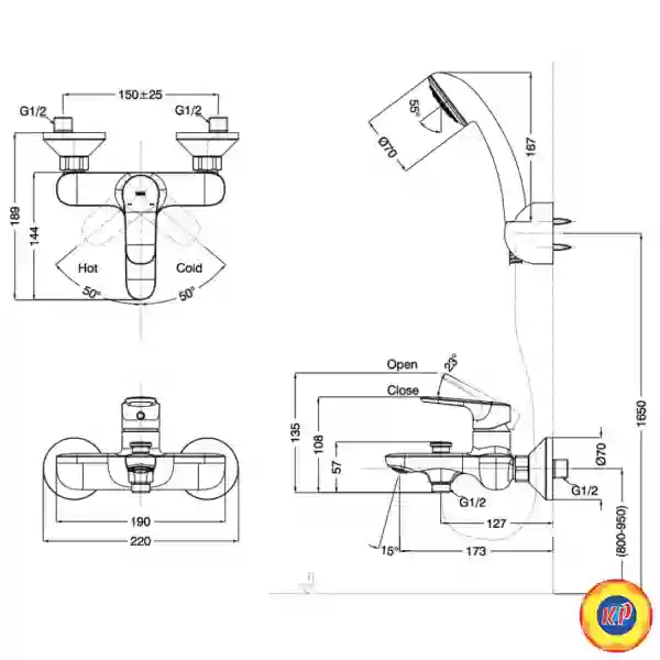 Vòi Hoa Sen Inax BFV-1403S-7C (BFV1403S7C) Nóng Lạnh