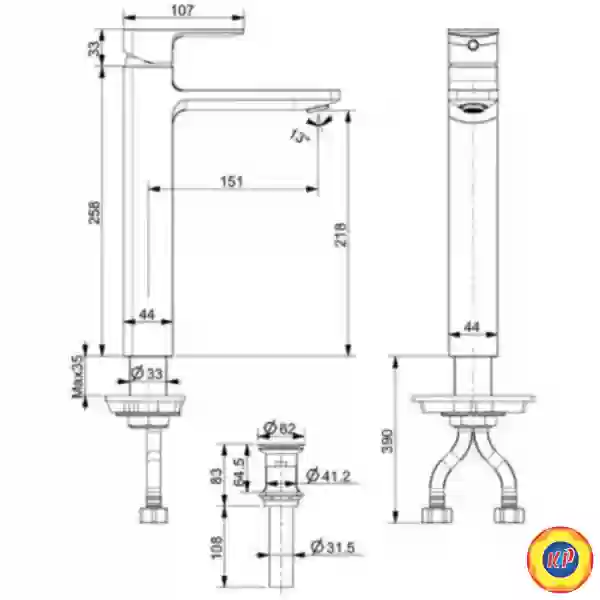 Vòi Lavabo Màu Đen American Standard WF-1302MB Nóng Lạnh