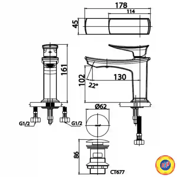 Vòi Lavabo COTTO CT2251A Thantara Nóng Lạnh