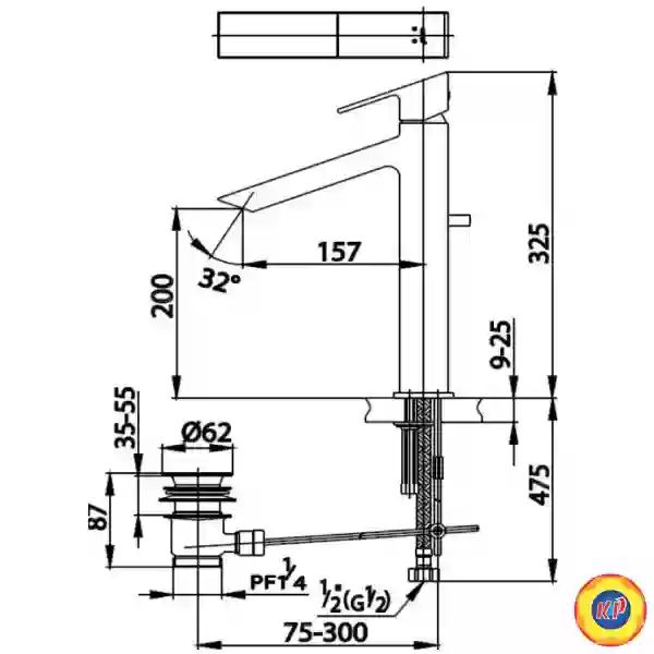 Vòi Lavabo COTTO CT202AY Square Nóng Lạnh