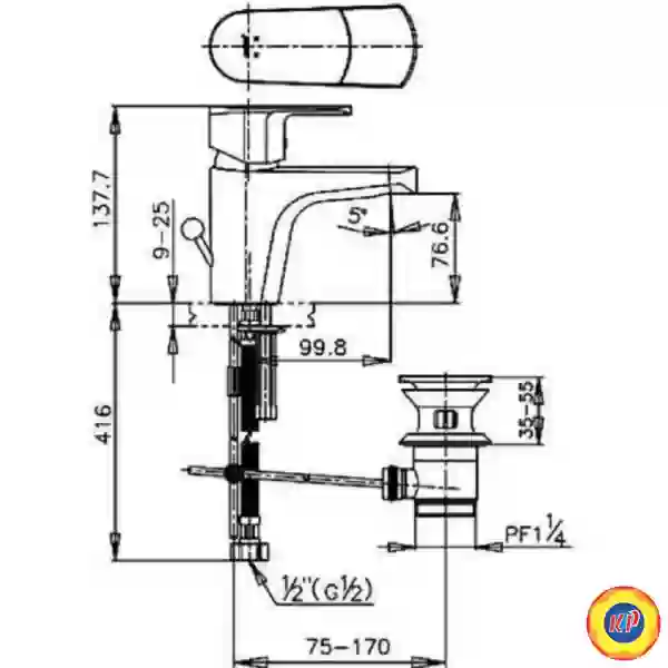Vòi Lavabo COTTO CT2051A Lario Nóng Lạnh