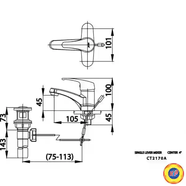 Vòi Lavabo COTTO CT2170A Arona I Nóng Lạnh Chậu 3 Lỗ