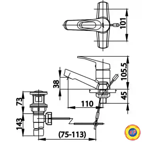Vòi Lavabo COTTO CT2177AE Next II Nóng Lạnh