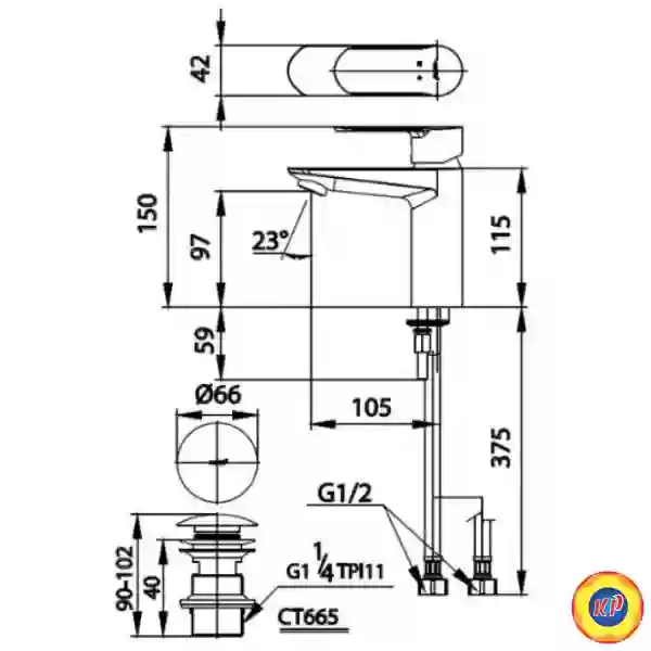 Vòi Lavabo COTTO CT2401A WALTZ Nóng Lạnh