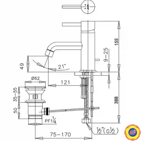 Vòi Lavabo COTTO CT542A Anthony Nóng Lạnh
