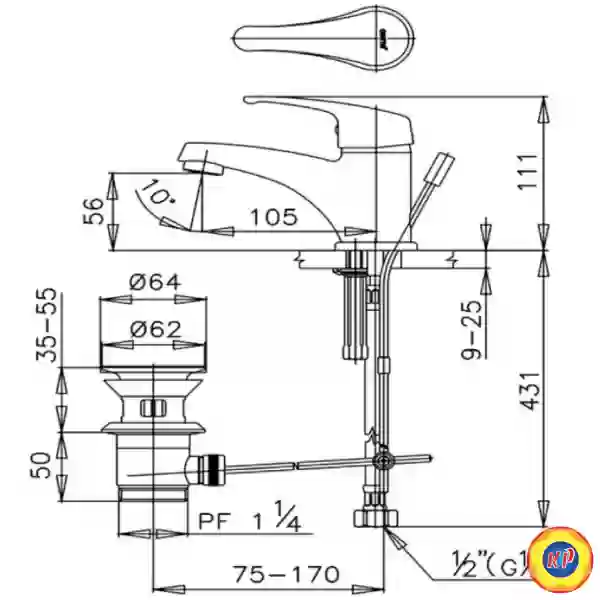 Vòi Lavabo COTTO CT561D Arona Nóng Lạnh