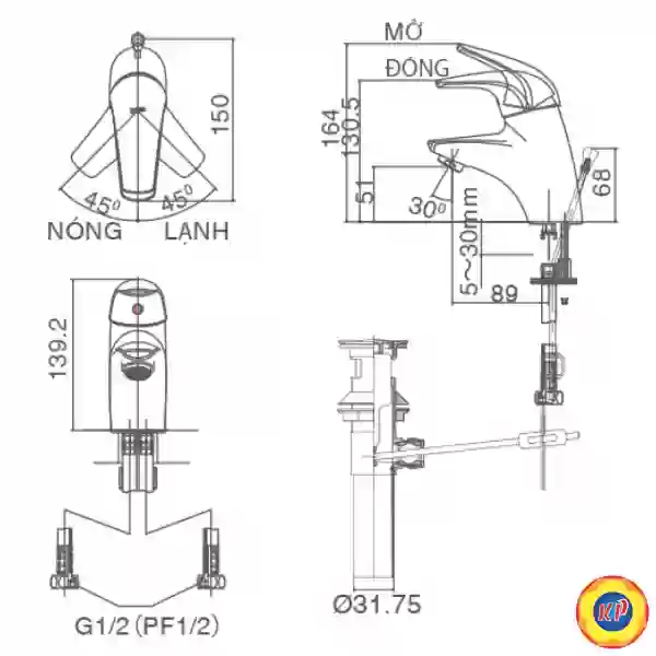 Vòi Chậu Nóng Lạnh Inax LFV-3002S (LFV3002S) Lavabo