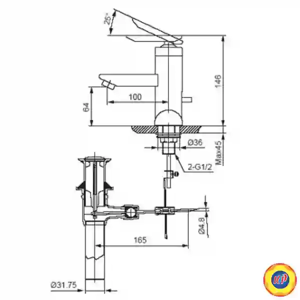 Vòi Lavabo 3 Lỗ LoxInax LFV-4001S Nóng Lạnh