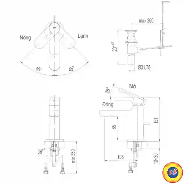 Vòi Lavabo Inax LFV-6002S (LFV6002S) Nóng Lạnh Gật Gù